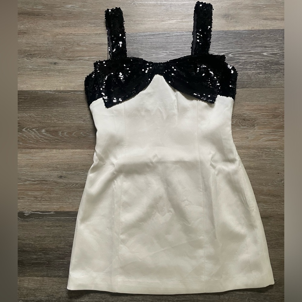 VICI Black & Cream Sequin Mini Dress